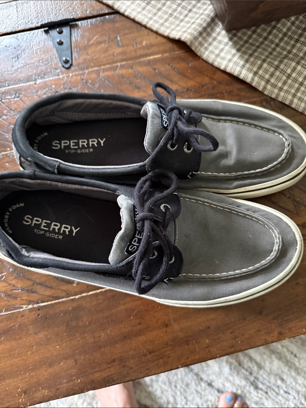 Sperry Gray and Black Canvas Men’s Boat Shoes